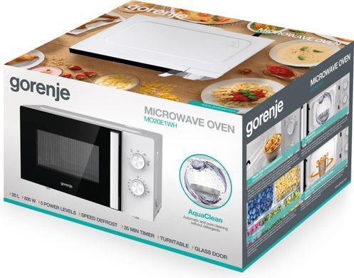 Gorenje Мікрохвильова піч, 20л, мех. керув., 800Вт, білий MO20E1WH фото