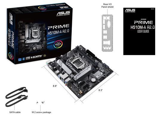 ASUS Материнcкая плата PRIME H510M-A R2.0 s1200 H470 2xDDR4 M.2 HDMI DP mATX 90MB1FP0-M0EAY0 фото