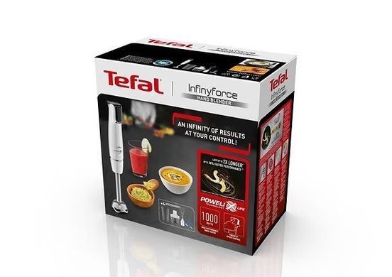 Tefal Блендер погружной INFINY FORCE, 1000Вт, 4в1, белый HB944138 фото