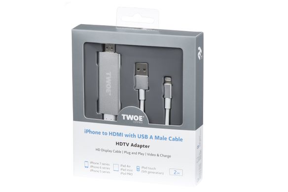 Адаптер 2E Lightning to HDMI with USB A Male Cable, Alumium Shell , 2 m - купити в інтернет-магазині Coolbaba Toys