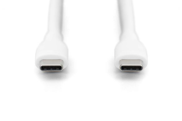Digitus Кабель USB-C > USB-C заряджання/синхронізації, 1м, USB 2.0, 60W, силіконовий, білий AK-300341-010-W фото