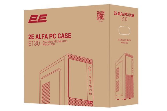 Корпус 2E Alfa E130, без БЖ, 2xUSB3.0, 1xUSB2.0, 1х80мм, ATX, чорний 2E-E130 фото