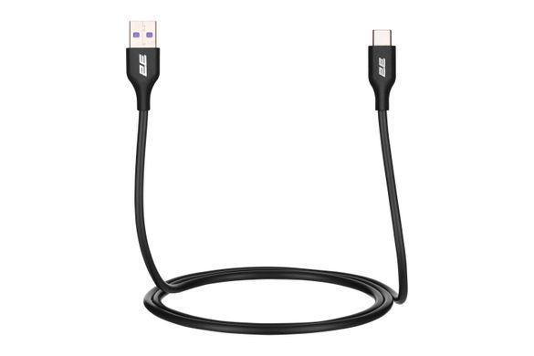 2E Кабель USB-A > USB-C заряджання/синхронізації 1м, Type-C, Glow, чорний 2E-CCAC-BL фото