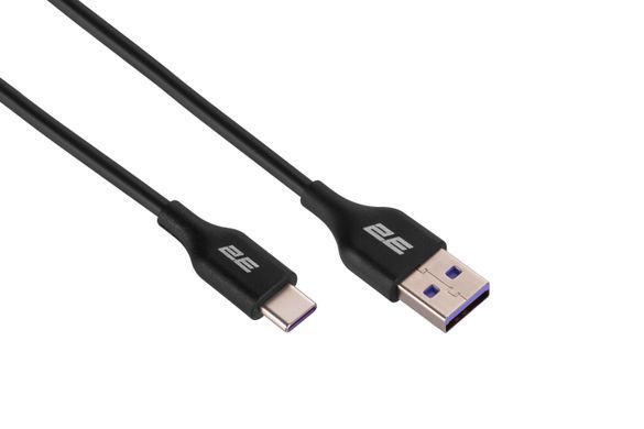 2E Кабель USB-A > USB-C заряджання/синхронізації 1м, Type-C, Glow, чорний 2E-CCAC-BL фото