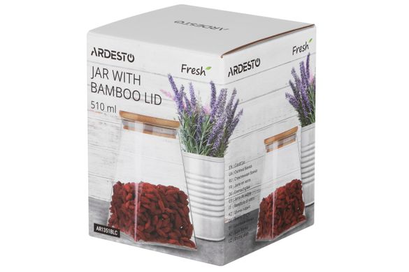 Банка для хранения Ardesto Fresh, конус, 510 мл, стекло, бамбук AR1351BLC фото
