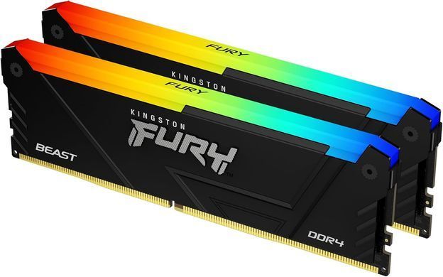 Kingston Пам'ять ПК Kingston DDR4 32GB KIT (16GBx2) 3200 FURY Beast RGB KF432C16BB12AK2/32WP фото