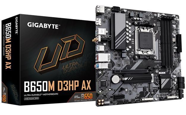 Gigabyte Материнська плата B650M D3HP AX sAM5 B650 4xDDR5 M.2 HDMI DP mATX B650M_D3HP_AX фото