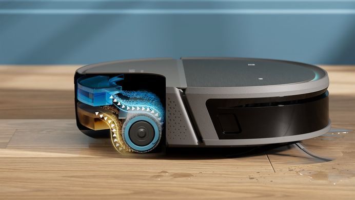 Philips Робот-пилосос Philips Series 9000, h=9.8см, вологе прибирання, конт пил -0.21л, вода -0.22л, автон. робота до 280хв, EPA 11, чорний-металік XU9100/10 фото