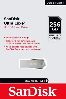 SanDisk Накопичувач 256GB USB 3.1 Type-A Ultra Luxe SDCZ74-256G-G46 фото