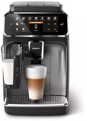 Philips Кофемашина Series 4400 LatteGo, 1.9л, зерно+мол., автомат.капуч, дисплей, авторецептов -8, черный EP4346/71 фото
