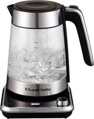 Russell Hobbs Електрочайник Attentiv Kettle, 1.7л, Strix, скло, база зі сховищем для шнура, сірий 26200-70 фото