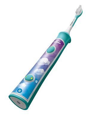 Philips Щітка зубна електр., Sonicare For Kids, для дітей, 62т. колив/хв, насадок-2, Bluetooth, голубий HX6322/04 фото