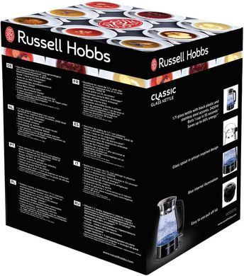 Электрочайник Russell Hobbs Hourglass, 1.7л, стекло , подсветка, черно-серебристый 26080-70 фото