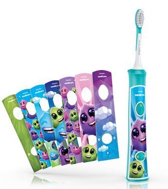 Philips Щітка зубна електр., Sonicare For Kids, для дітей, 62т. колив/хв, насадок-2, Bluetooth, голубий HX6322/04 фото