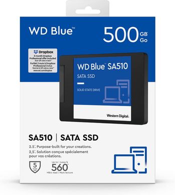 WD Твердотільний накопичувач SSD 2.5" Blue 500GB SATA TLC WDS500G3B0A фото