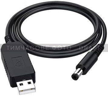 2E Кабель USB-A > DC 5.5х2.5мм живлення 1м, 9В/1A, чорний 2E-CCAD9-BK фото