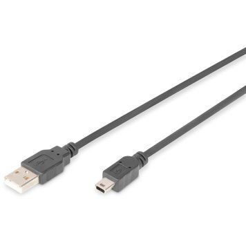 Digitus Кабель USB 2.0 (AM/mini B 5pin) 1.0м, чорний AK-300108-010-S фото