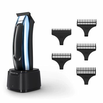 Rowenta Тример Barber Experience, для голови, бороди, мережа+акум., роторний мотор, насадок-5, нержавіюча сталь з покриттям DLC, чорно-синій TN1851E0 фото