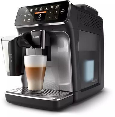 Philips Кофемашина Series 4400 LatteGo, 1.9л, зерно+мол., автомат.капуч, дисплей, авторецептов -8, черный EP4346/71 фото