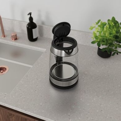 Electrolux Електрочайник, 1,7л, Strix, скло, чорний+нерж E4GK1-4GB фото