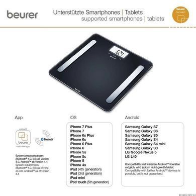 Beurer Весы напольные, 180кг, 2хААА в компл, стекло, черные BF_600_PURE_BLACK фото