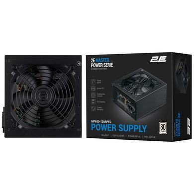 Блок живлення 2E Master Power (650W), >80%, 80+ White, 120mm, 1xMB 24pin(20+4), 1xCPU 8pin(4+4), 3xMolex, 5xSATA, 2xPCIe 8pin(6+2) 2E-MP650-120APFC фото