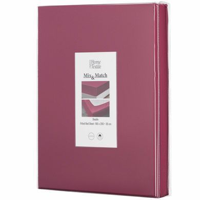 ARDESTO Простынь на резинке Mix&Match, 180x200+30см, 100% хлопок, сатин, ягодный