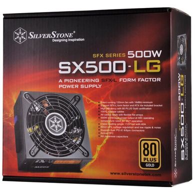 Блок питания SilverStone Strider SFX (500W), >90%, 80+ Gold, 120mm, 1xMB 24pin(20+4), 1xCPU 8pin(4+4), 2xMolex, 3xSATA, 2xPCIe 8pin(6+2), Fully Modular SST-SX500-LG фото