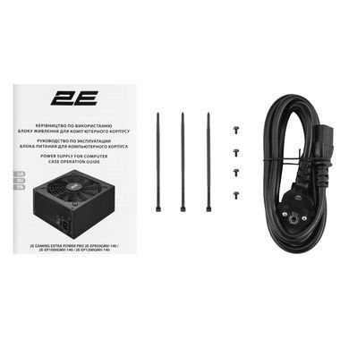 2E Gaming Блок живлення 2E GAMING Extra Power Pro ATX3.1 GEN5.0 (850W), >90%, 80+ Gold, 140мм, 1xMB 24pin(20+4), 2xCPU 8pin(4+4), 3xMolex, 6xSATA, 4xPCIe 8pin(6+2), 1xPCIe GEN5 16pin, Full Modular 2E-EP850GMII-140 фото