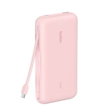 Belkin Акумулятор портативний літій-іонний Power Bank Belkin 20000мА&middot;год, 20Вт, з інтегрованим кабелем USB-C, рожевий BPB024HQPK фото
