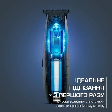Rowenta Машинка для стрижки Barber Experience, сеть+акум., роторный мотор, насадок-5, кейс, нерж. сталь, синий TN1851E0 фото