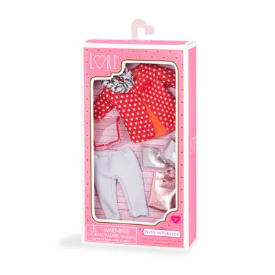 Набір одягу для ляльок LORI Червоне пальто з візерунком LO30014Z фото