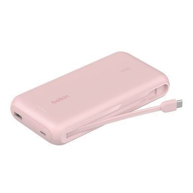 Belkin Акумулятор портативний літій-іонний Power Bank Belkin 20000мА&middot;год, 20Вт, з інтегрованим кабелем USB-C, рожевий BPB024HQPK фото