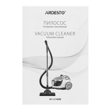 ARDESTO Пилосос контейнерний, 700Вт, конт пил -2.5л, НЕРА, біло-сріблястий VC-I-C700W фото