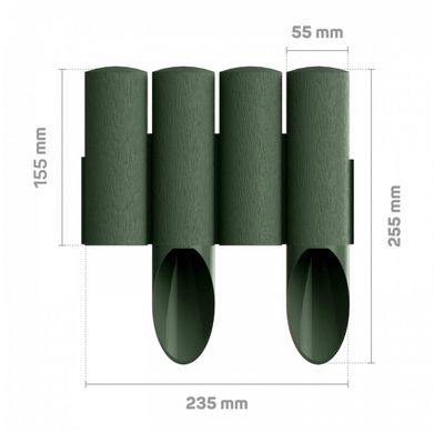 Газонное ограждение Cellfast 4 STANDARD, 10 секций по 235 мм, 2.3м, зеленый 34-042 фото