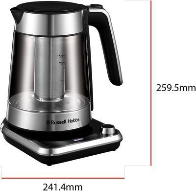 Russell Hobbs Електрочайник Attentiv Kettle, 1.7л, Strix, скло, база зі сховищем для шнура, сірий 26200-70 фото