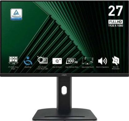 MSI Монітор MSI 27" PRO MP275PG D-Sub, HDMI, MM, IPS, 100Hz, 4ms, sRGB 95%, AdaptiveSync, Pivot 9S6-3PC39M-053 фото