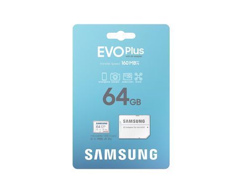 Samsung Карта памяти microSDXC 64GB C10 UHS-I R130MB/s Evo Plus + SD MB-MC64SA/EU фото