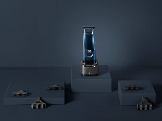 Rowenta Машинка для стрижки Barber Experience, сеть+акум., роторный мотор, насадок-5, кейс, нерж. сталь, синий TN1851E0 фото