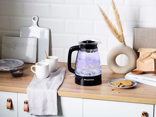 Электрочайник Russell Hobbs Hourglass, 1.7л, стекло , подсветка, черно-серебристый 26080-70 фото