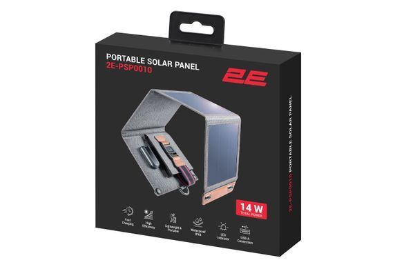 2E Портативна сонячна панель, 14 Вт зарядний пристрій, USB-A 5V/2.4A 2E-PSP0010 фото