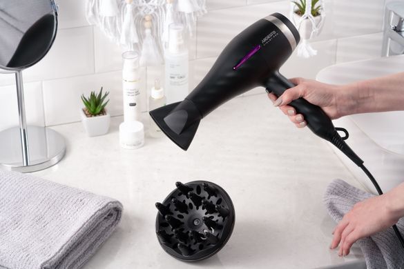 Фен Ardesto Violet PRO HD-Y223PRO, 850-2200Вт, 2 скорости, 3 темп.режима, диффузор, черный HD-Y223PRO фото