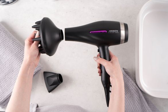 Фен Ardesto Violet PRO HD-Y223PRO, 850-2200Вт, 2 скорости, 3 темп.режима, диффузор, черный HD-Y223PRO фото