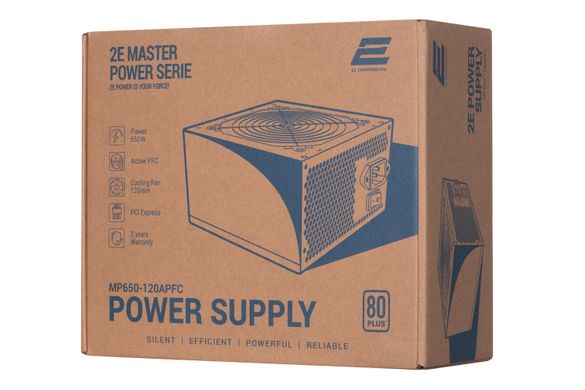 Блок живлення 2E Master Power (650W), >80%, 80+ White, 120mm, 1xMB 24pin(20+4), 1xCPU 8pin(4+4), 3xMolex, 5xSATA, 2xPCIe 8pin(6+2) 2E-MP650-120APFC фото