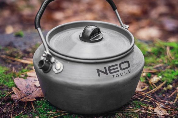 Чайник туристичний Neo Tools, 0.8 л, анодований алюміній, складана ручка, сертифікат LFGB, чохол, 0.19кг 63-147 фото