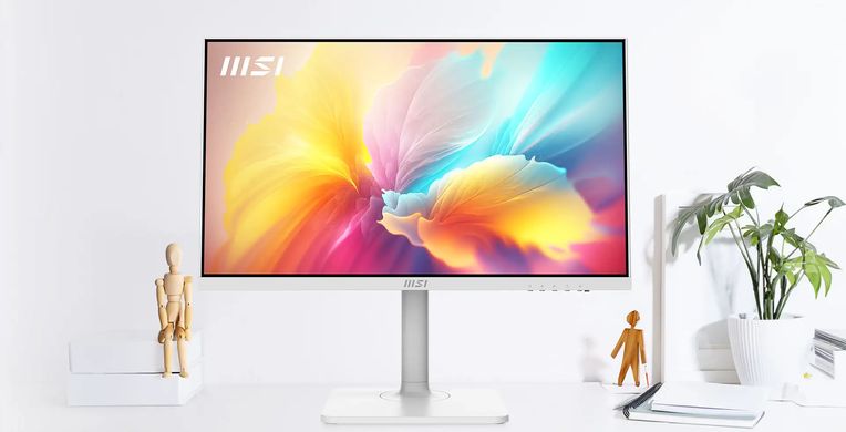 MSI Монитор 23.8" Modern MD2412PW HDMI, USB-C, MM, IPS, 100Hz, 4ms, sRGB 114%, Pivot, белый 9S6-3PA59H-078 фото