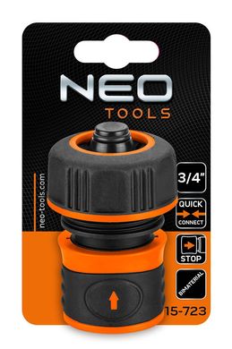 Neo Tools Конектор для шланга 3/4", з аквастопом, двокомпонентний 15-723 фото