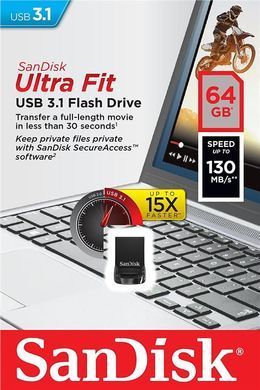 SanDisk Накопитель 64GB USB 3.1 Type-A Ultra Fit Чёрный SDCZ430-064G-G46 фото
