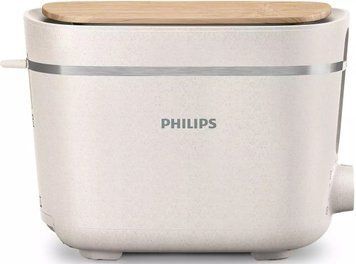 Philips Тостер Series Eco Conscious Edition, 830Вт, біопластик, кришка від пилу, шовковий білий