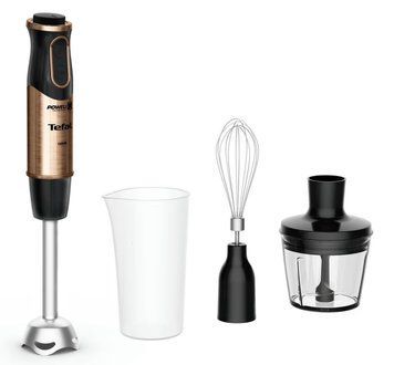 Tefal Блендер заглибний Quickchef 1000Вт, 3в1, чаша-800мл, чопер-500мл, турборежим, чорно-бронзовий HB656G10 фото